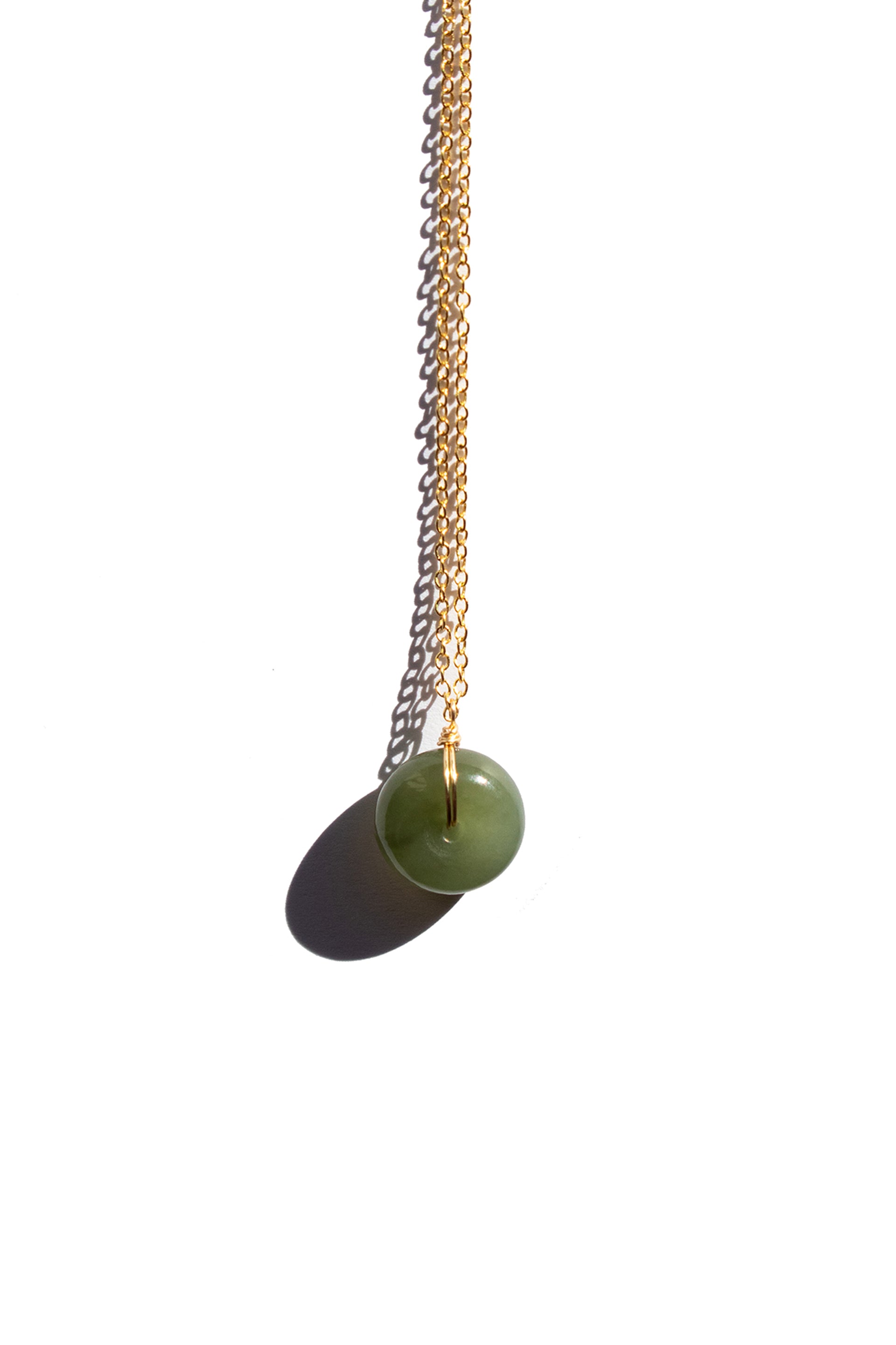 Coin — Green jade hollow necklace - seree