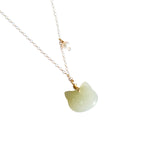 Choupette — Cat green jade pendant necklace - seree