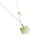 Choupette — Cat green jade pendant necklace - seree