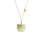 Choupette — Cat green jade pendant necklace - seree