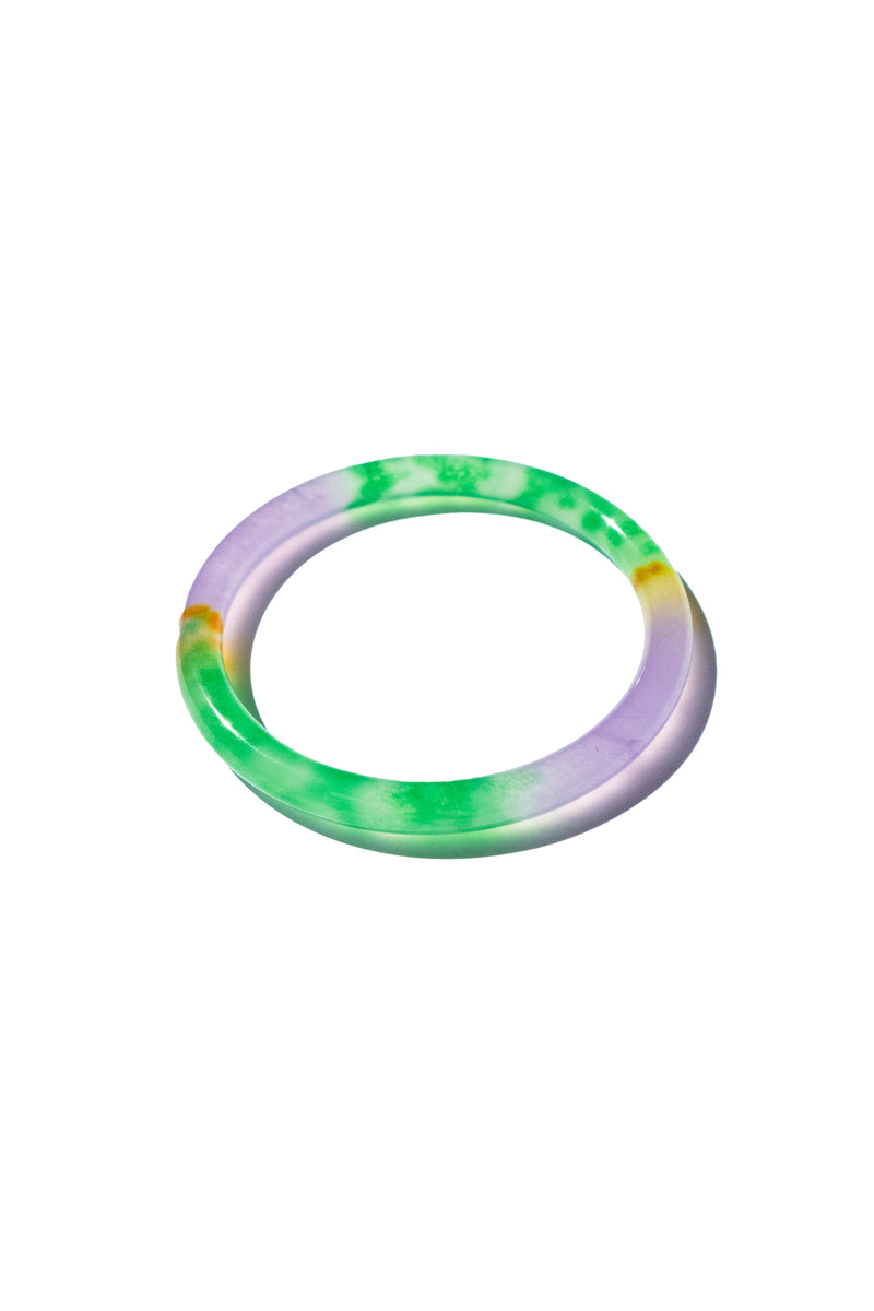 Champ de lavande — Bracelet jonc en pierre de jade multicolore 