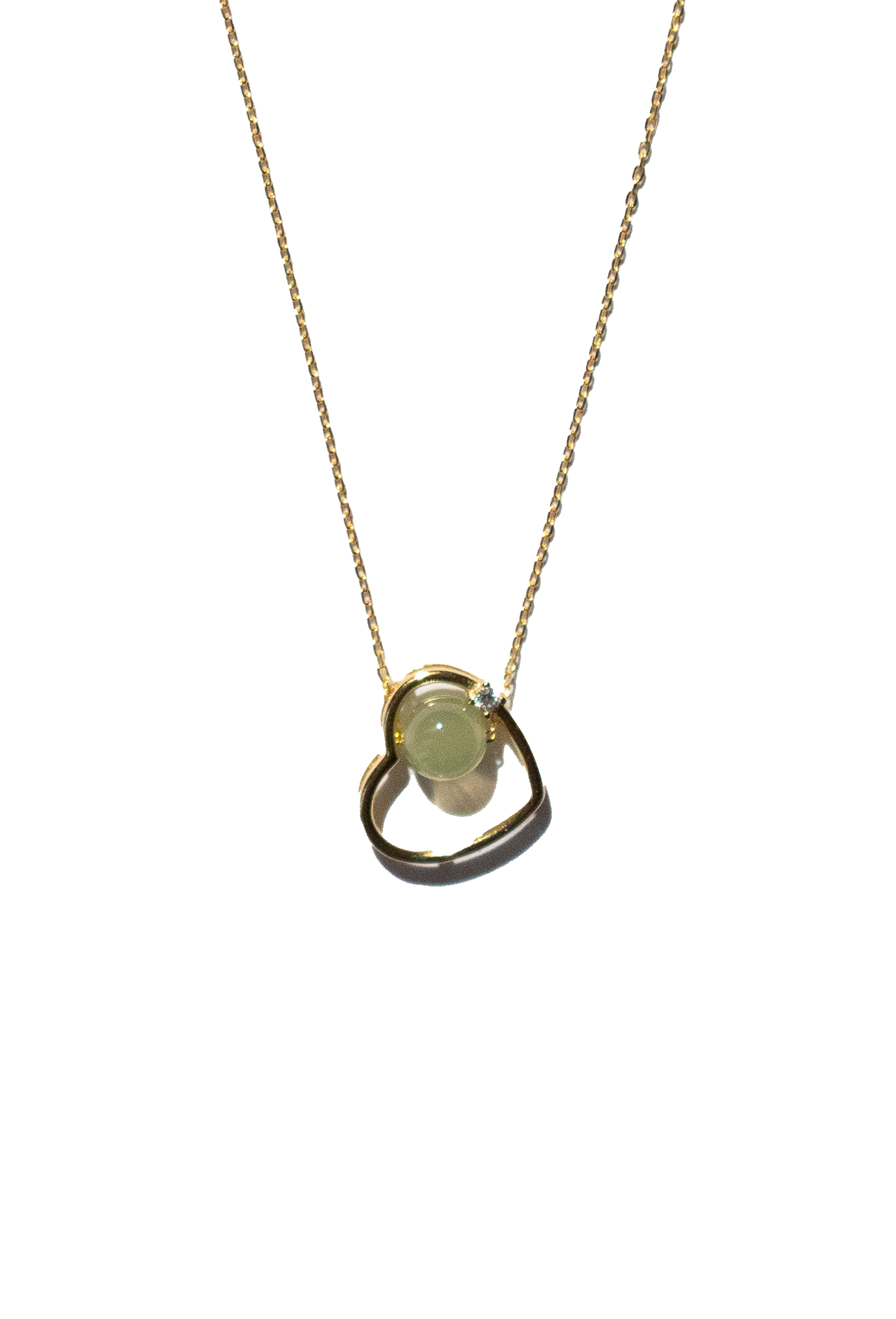 Maison heart — Green jade & zircon pendant necklace - seree