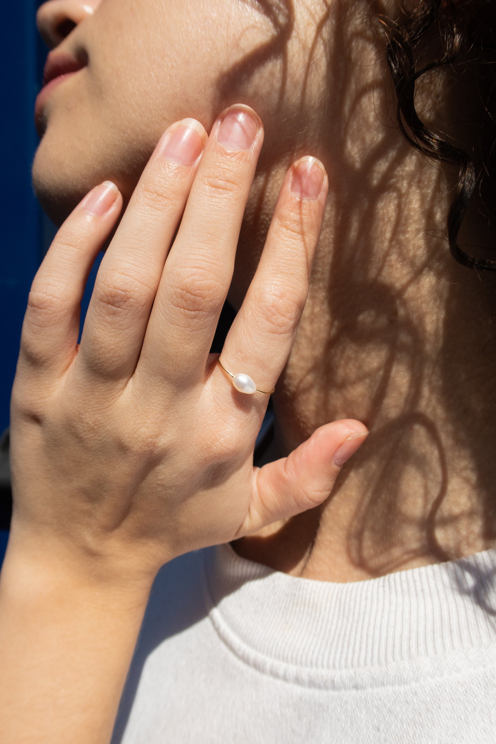 Eden — Freshwater pearl skinny gold ring - seree