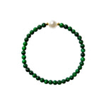 Clara — Pearl and green chalcedony beaded bracelet - seree