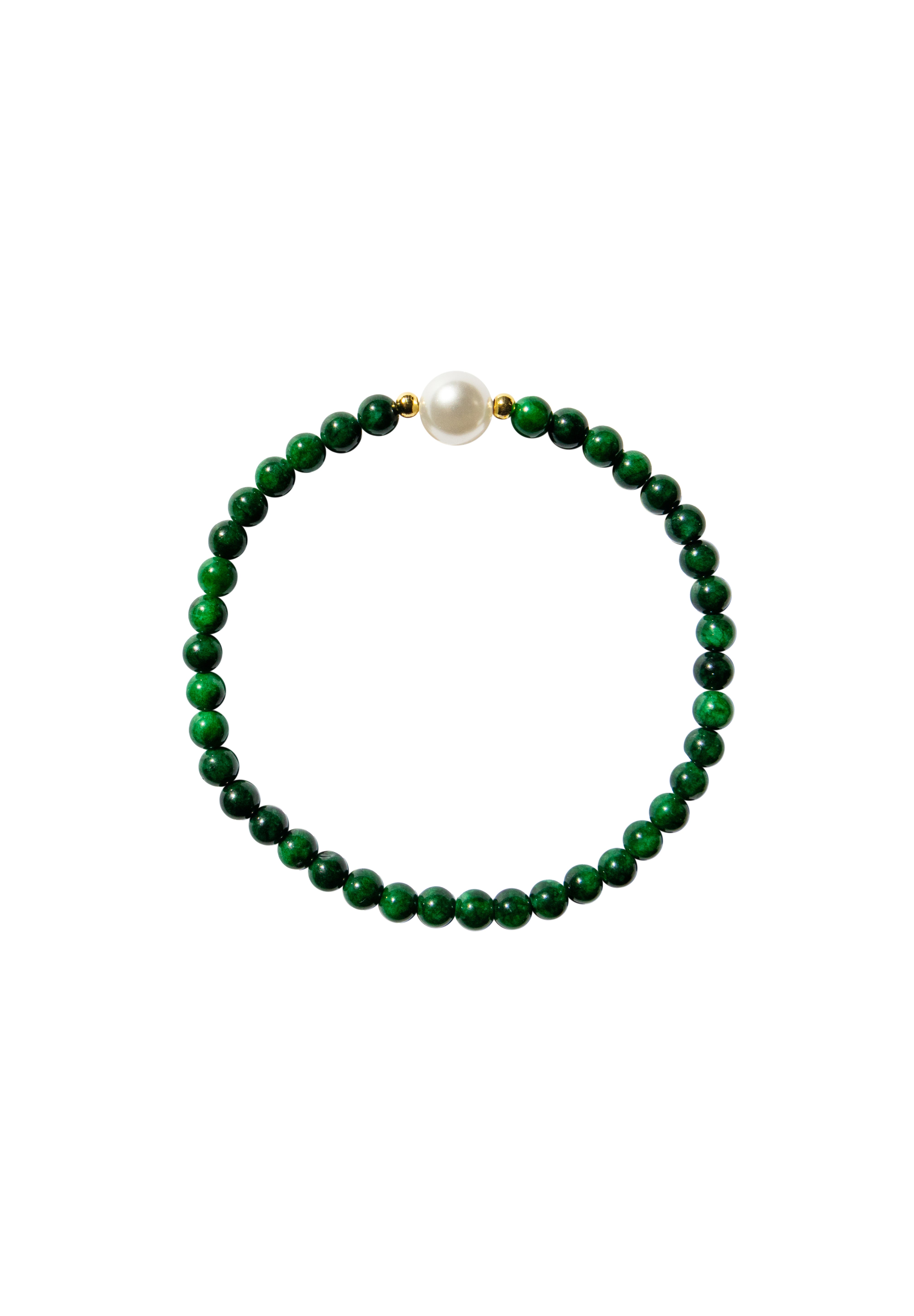 Clara — Pearl and green chalcedony beaded bracelet - seree