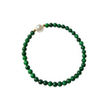 Clara — Pearl and green chalcedony beaded bracelet - seree