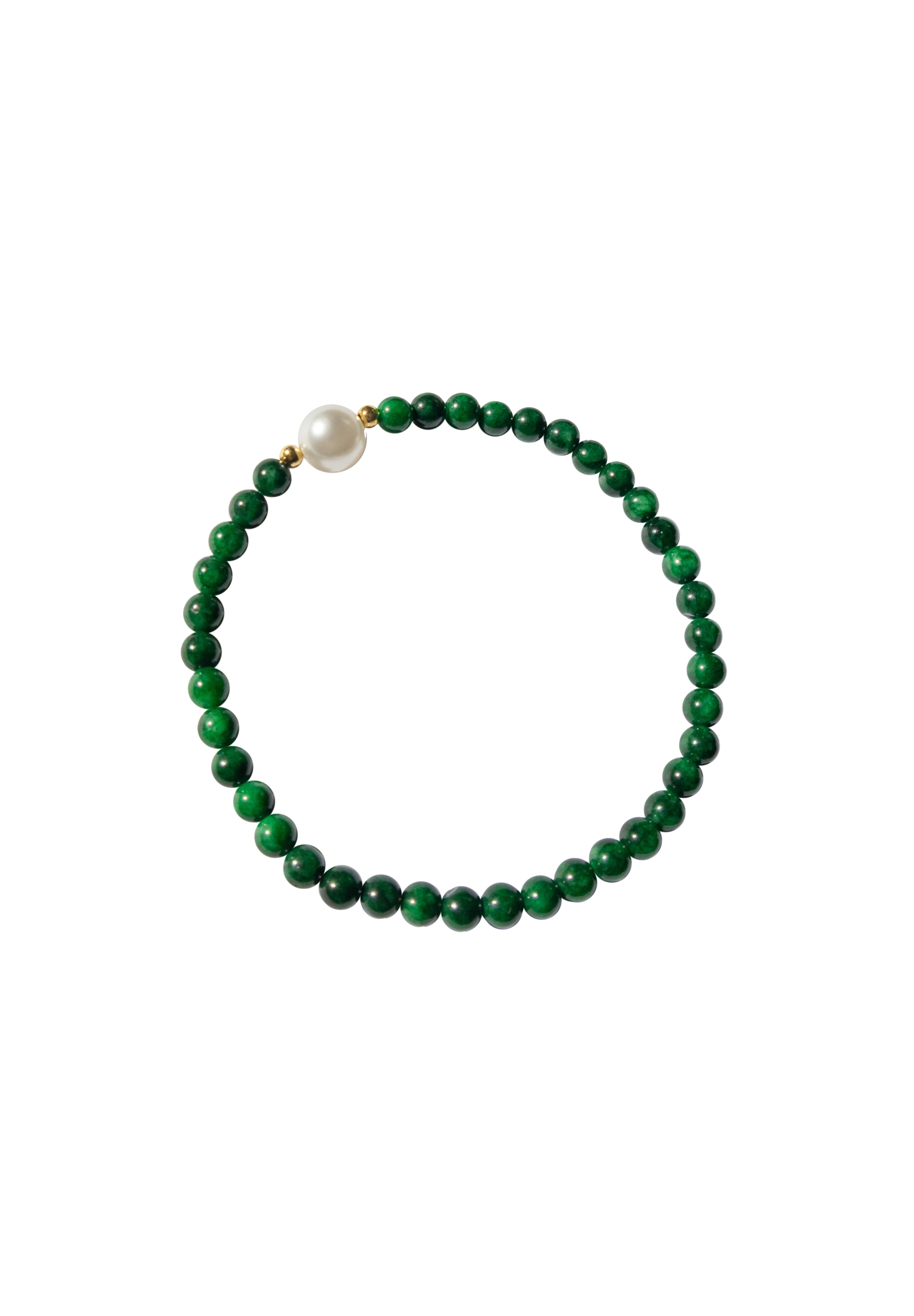 Clara — Pearl and green chalcedony beaded bracelet - seree