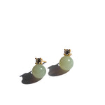 Esther — Green jade and zircon stud earrings - seree