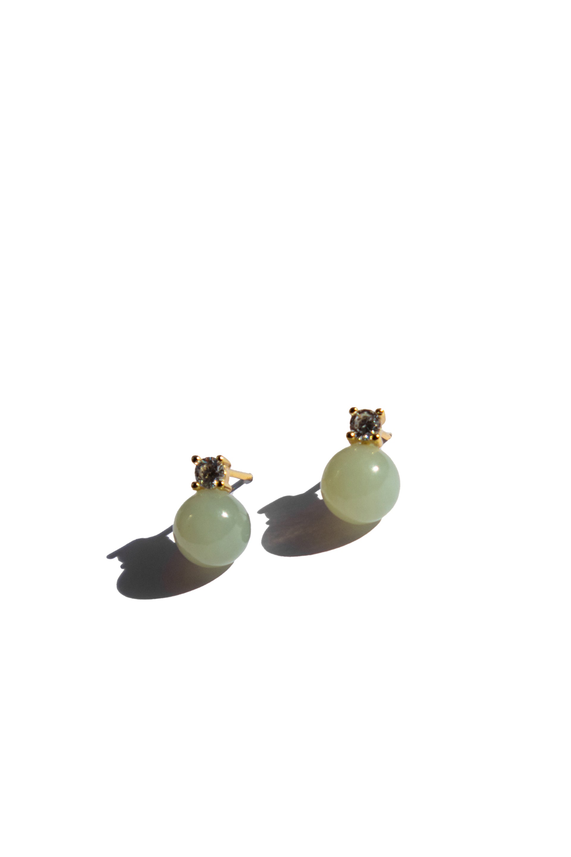 Esther — Green jade and zircon stud earrings - seree