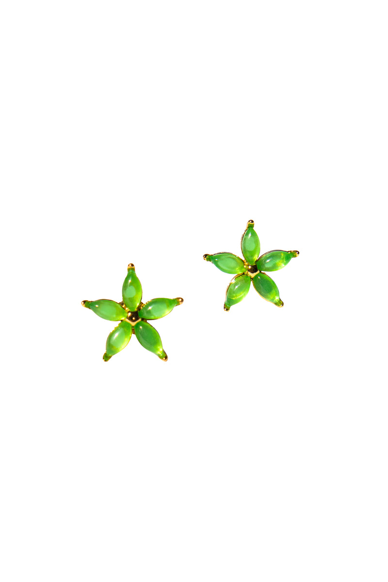 Flora — Green jade stud earrings