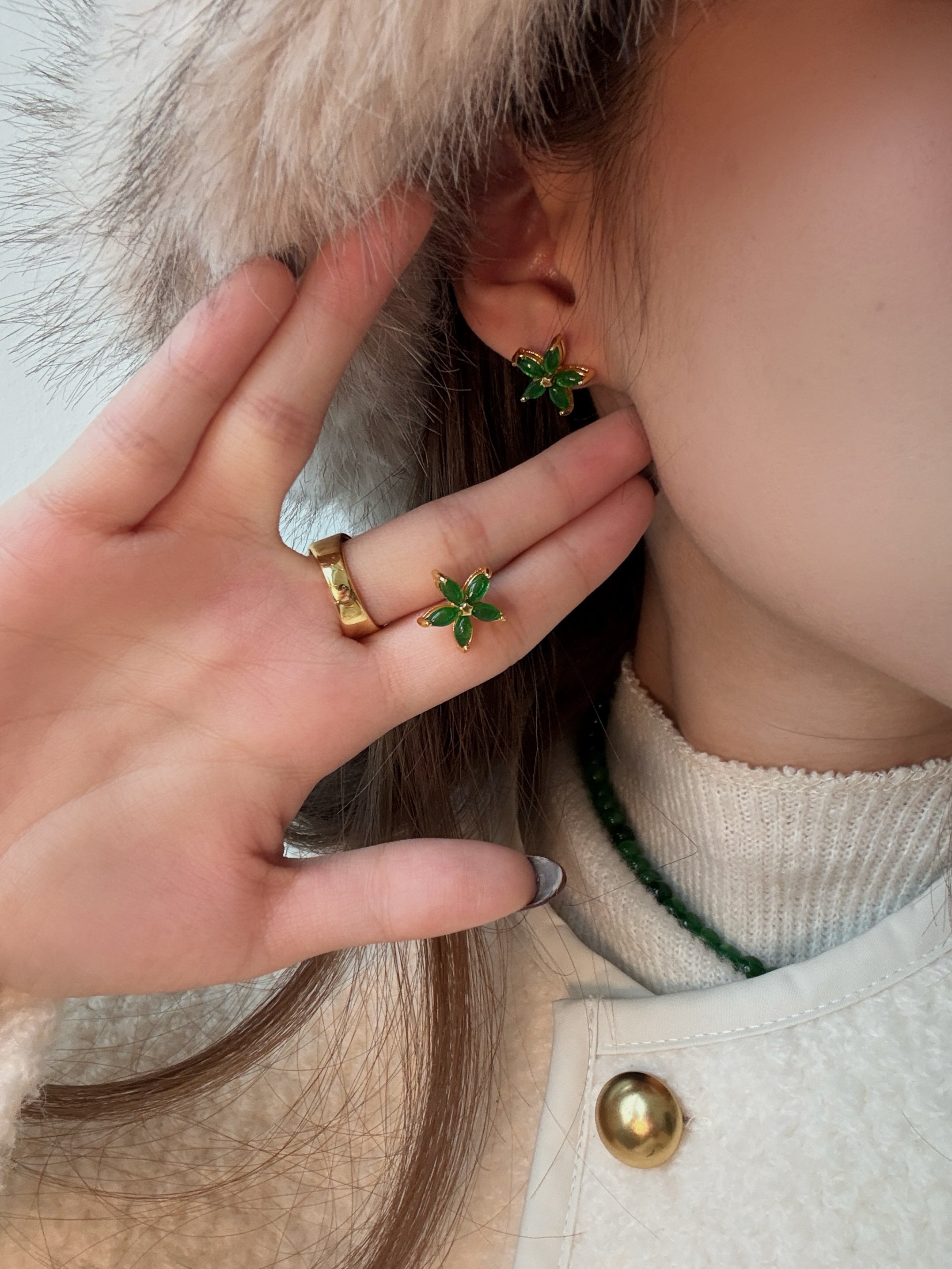 seree-Flora-Green-jade-stud-earrings