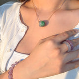 Lavender Field — Green Purple Jade Pendant Necklace