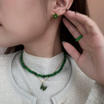 Lime — Green jade beaded necklace - seree