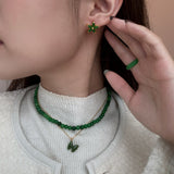 Lime — Green jade beaded necklace - seree