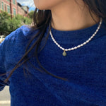 Belle — Pearl and green jade choker - seree