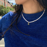 Belle — Pearl and green jade choker - seree