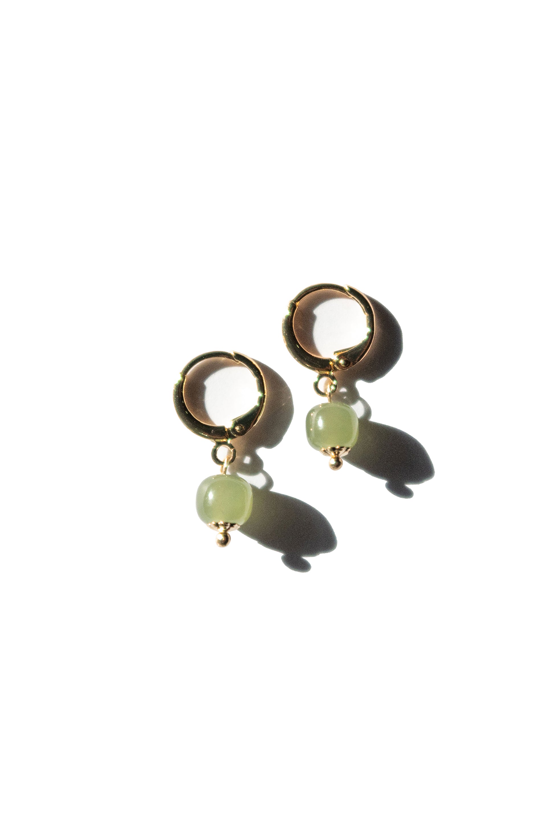 Berry — Small hoop with green bead earrings and - seree