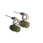 Coin — Green jade hollow earrings - seree