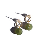 Coin — Green jade hollow earrings - seree