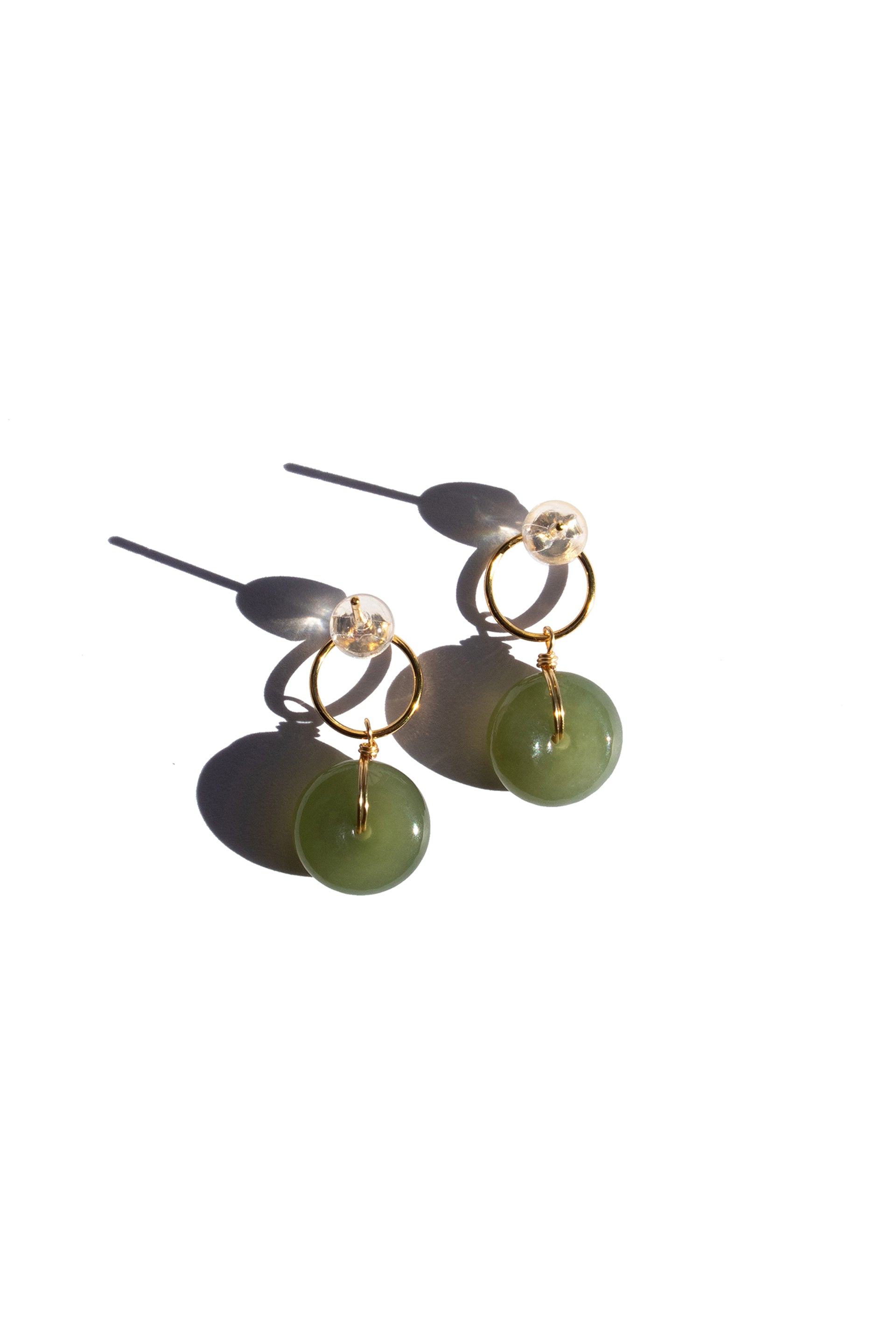 Coin — Green jade hollow earrings - seree