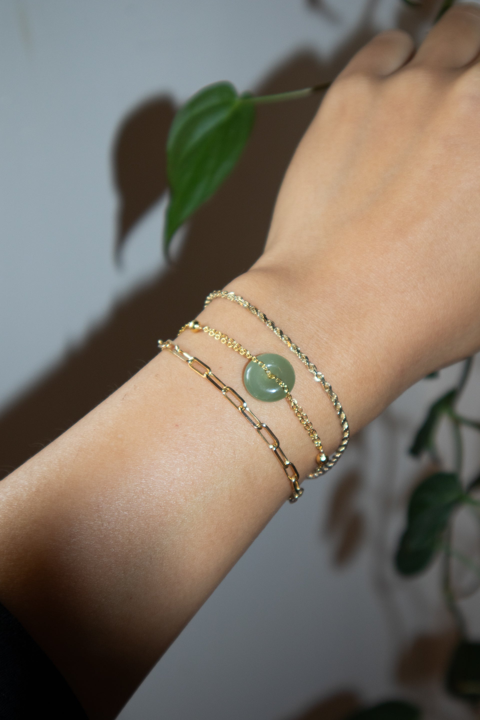 Coin — Green jade gold bracelet - seree