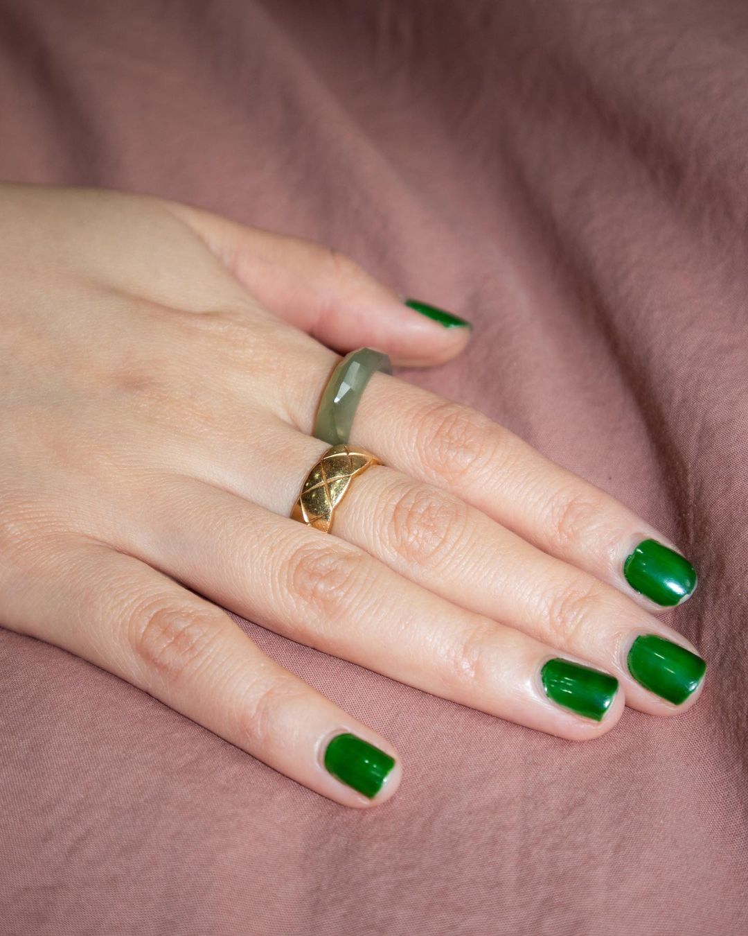 Dia — Structured green jade ring - seree