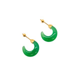 Half moon — Green chalcedony earrings - seree