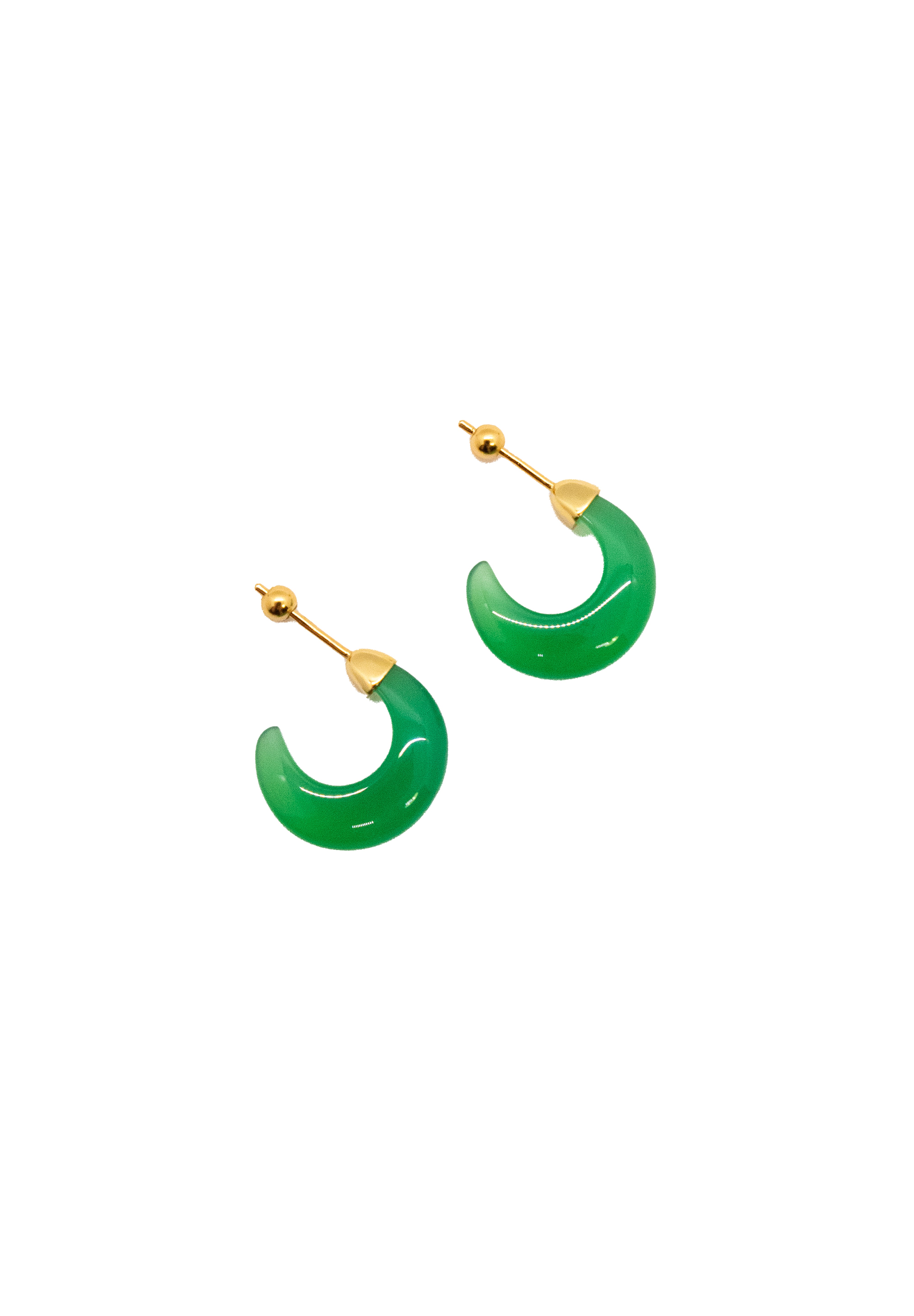 Half moon — Green chalcedony earrings - seree