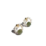 Isa — Beaded pearl jade hoop earrings - seree