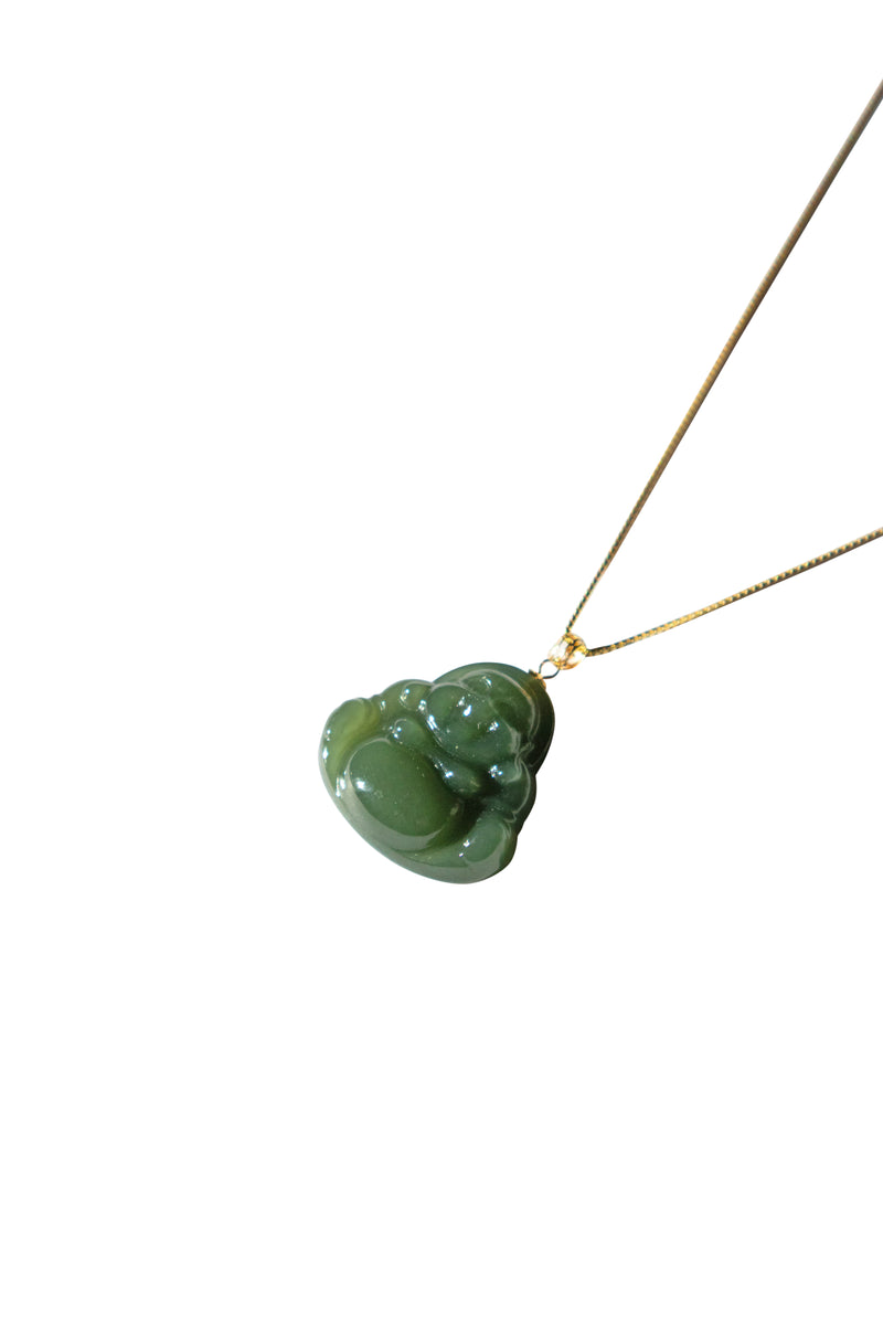 Buddha — Green jade buddha pendant necklace