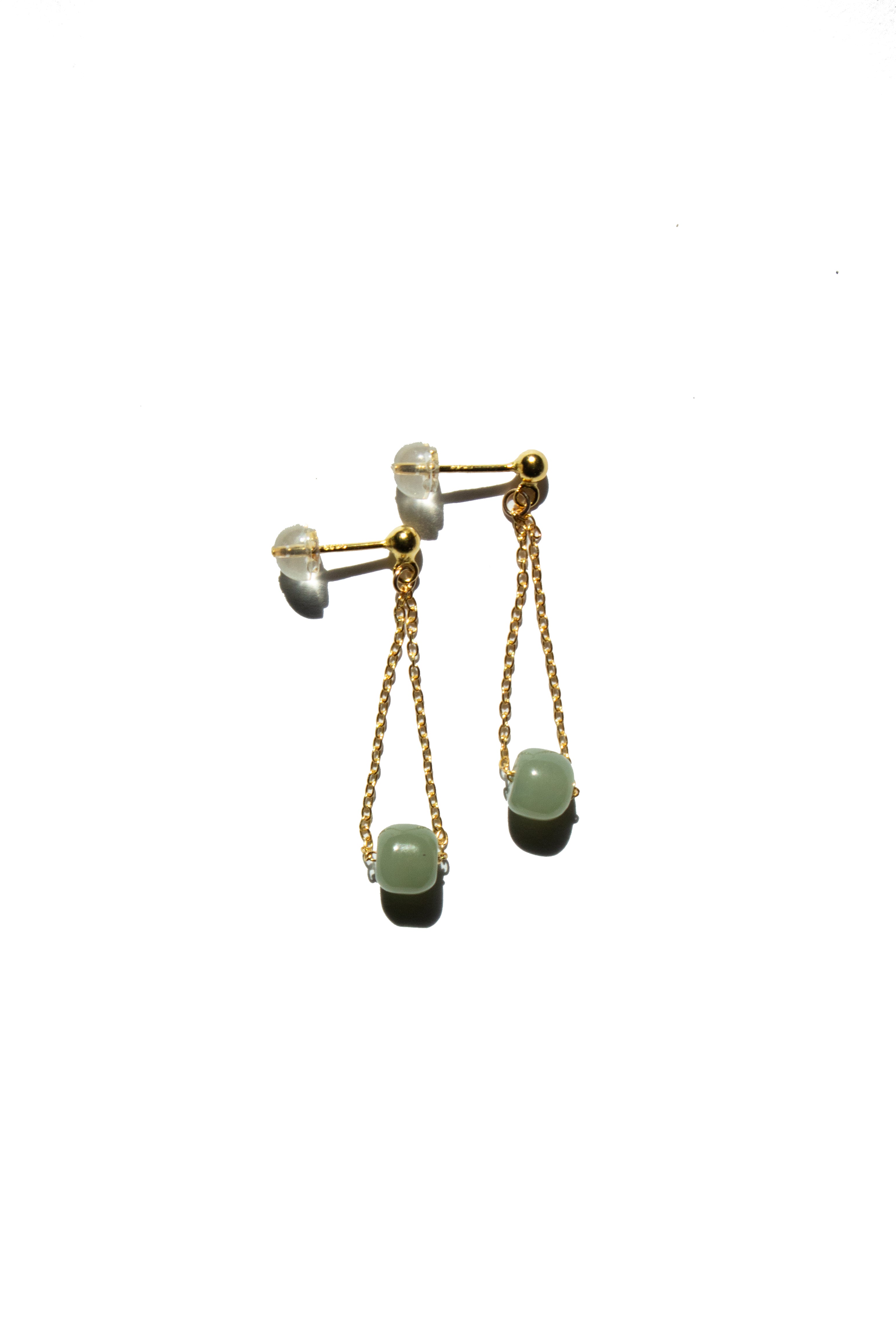 Zodiac collection | Libra — Skinny gold chain jade earrings - seree