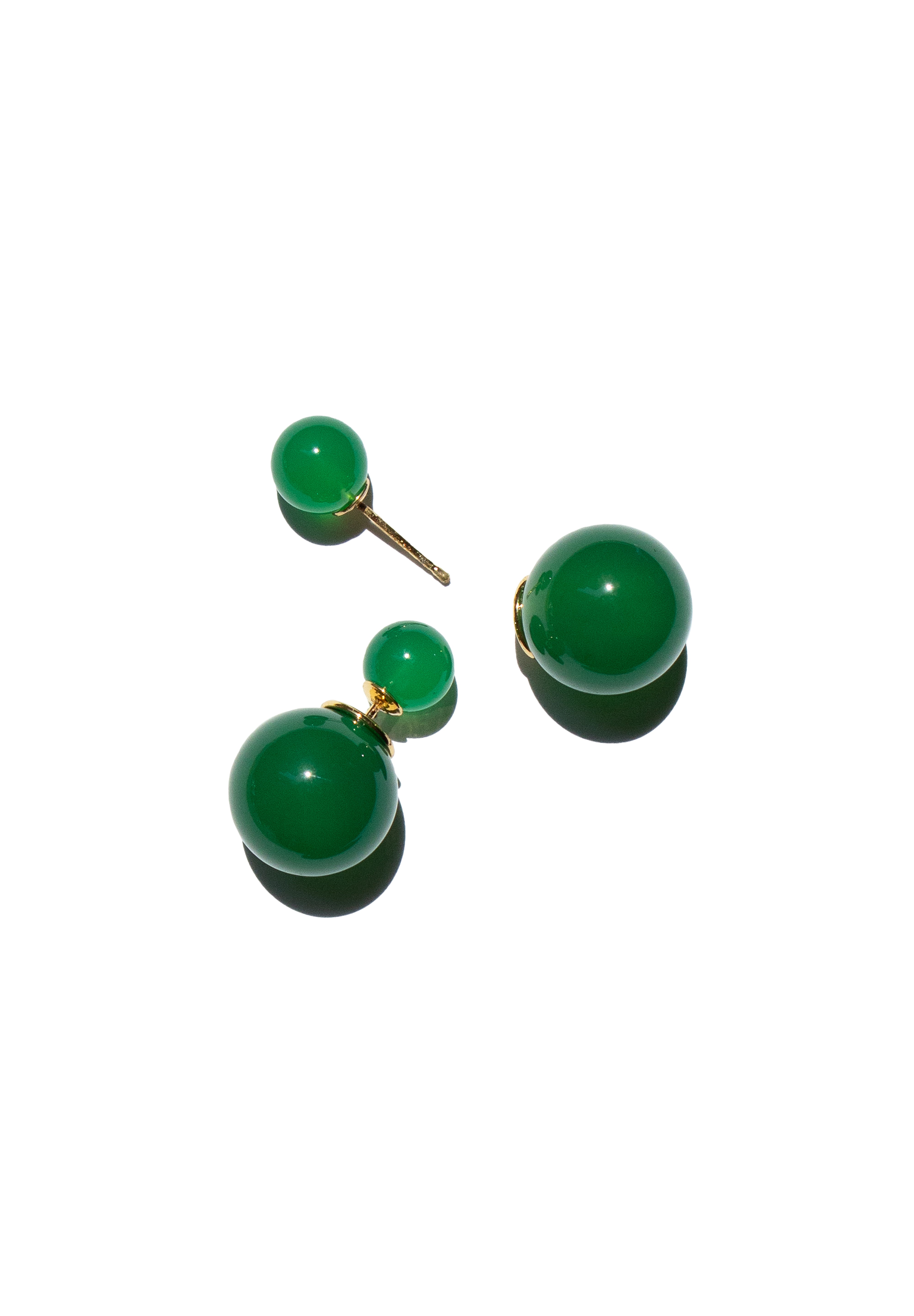 Orbit Duo — Double ended jade stone stud earrings - seree