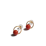 Red bean — Red agate earrings - seree