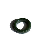 Sophia skinny — Ribbed jade ring - seree