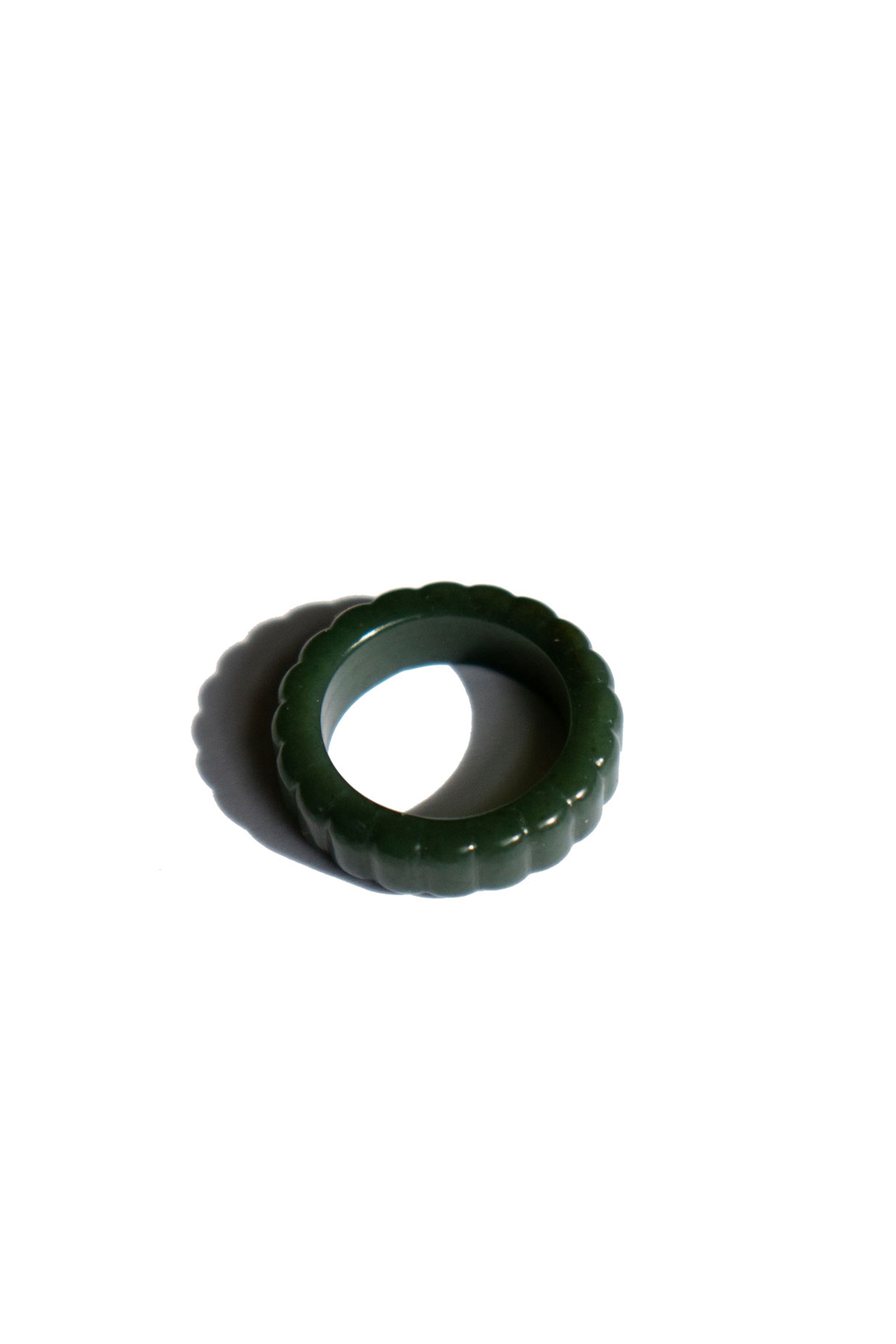 Sophia skinny — Ribbed jade ring - seree