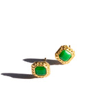 Park — Green jade square stud earrings - seree