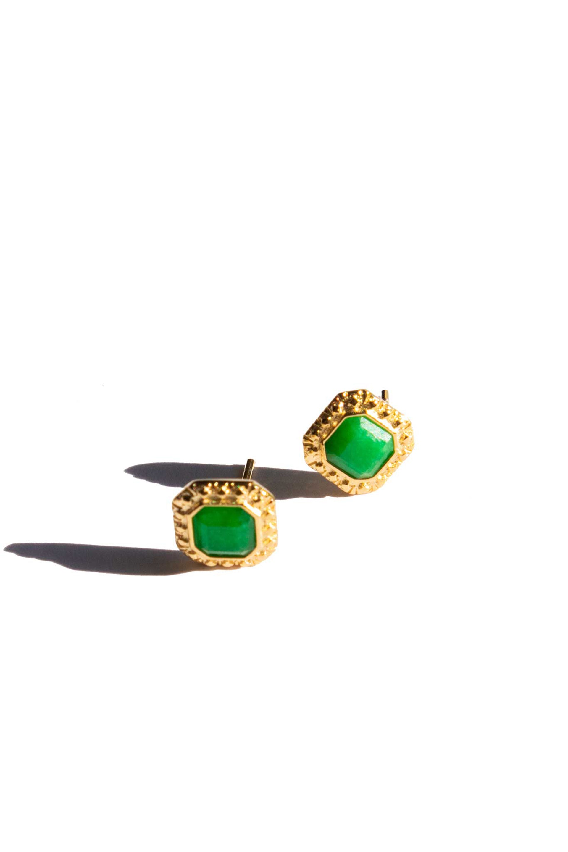 Park — Green jade square stud earrings - seree