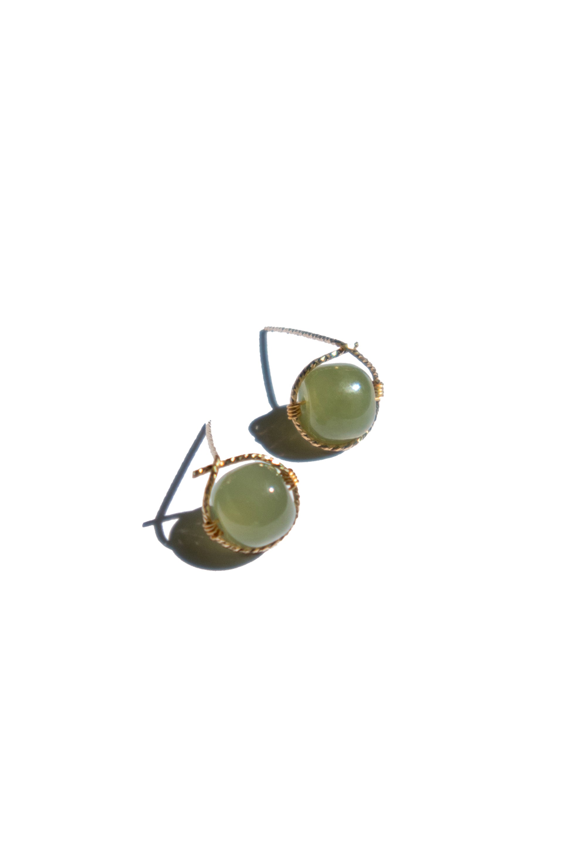 Sydney — Green jade bead stud earrings - seree