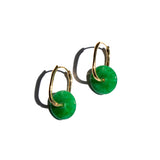 Willow — Green jade stone hoop earrings - seree