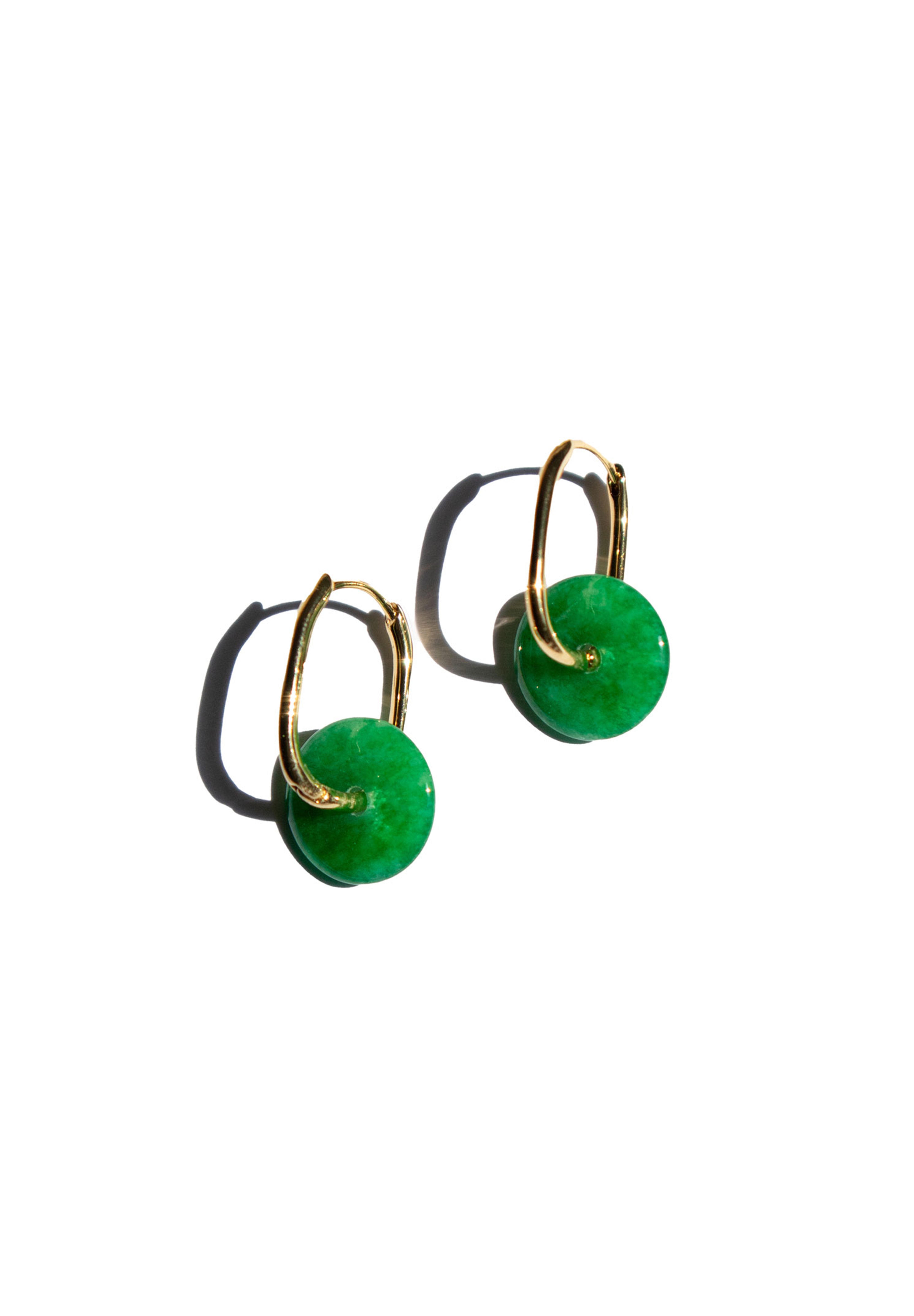 Willow — Green jade stone hoop earrings - seree