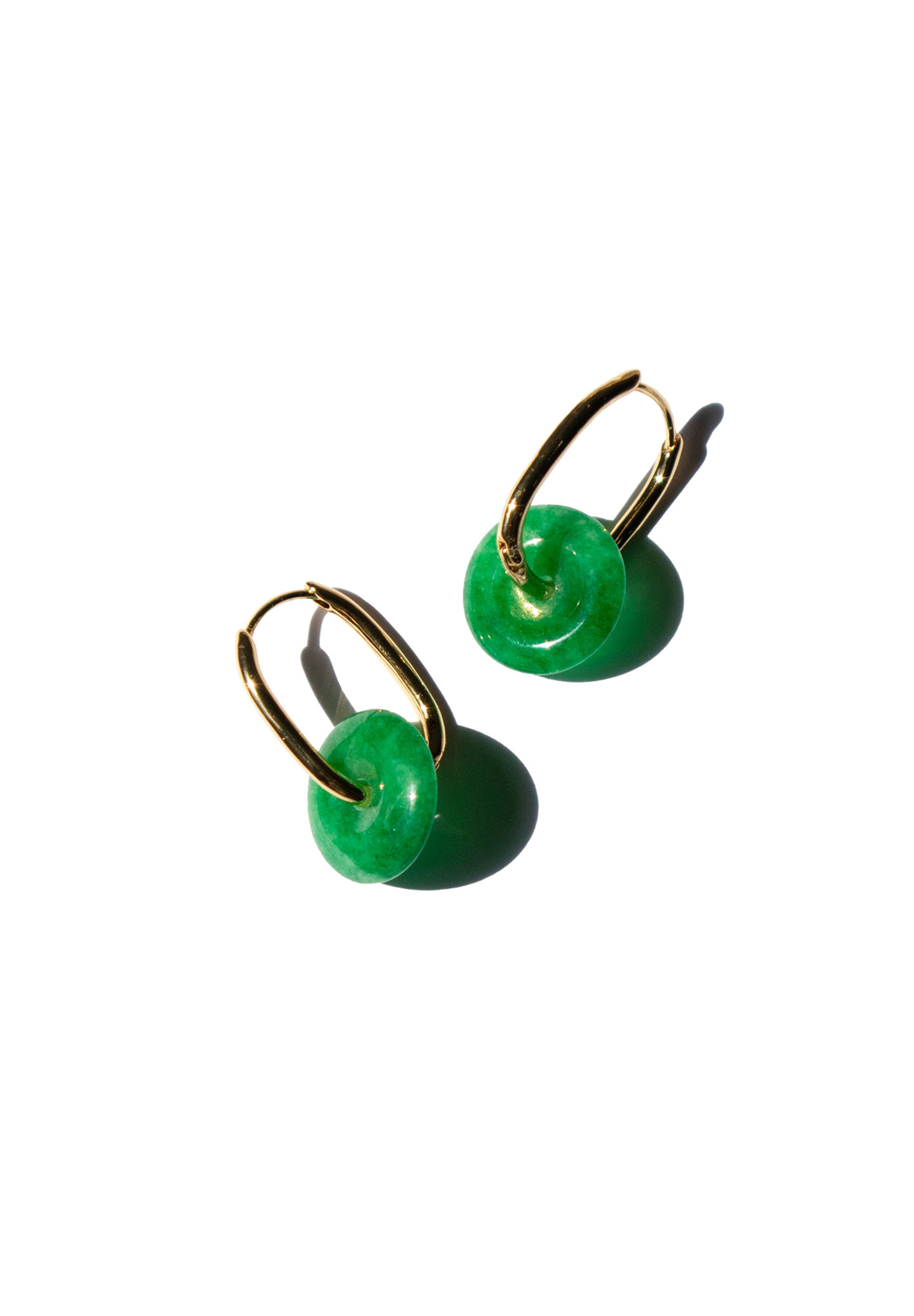 Willow — Green jade stone hoop earrings - seree