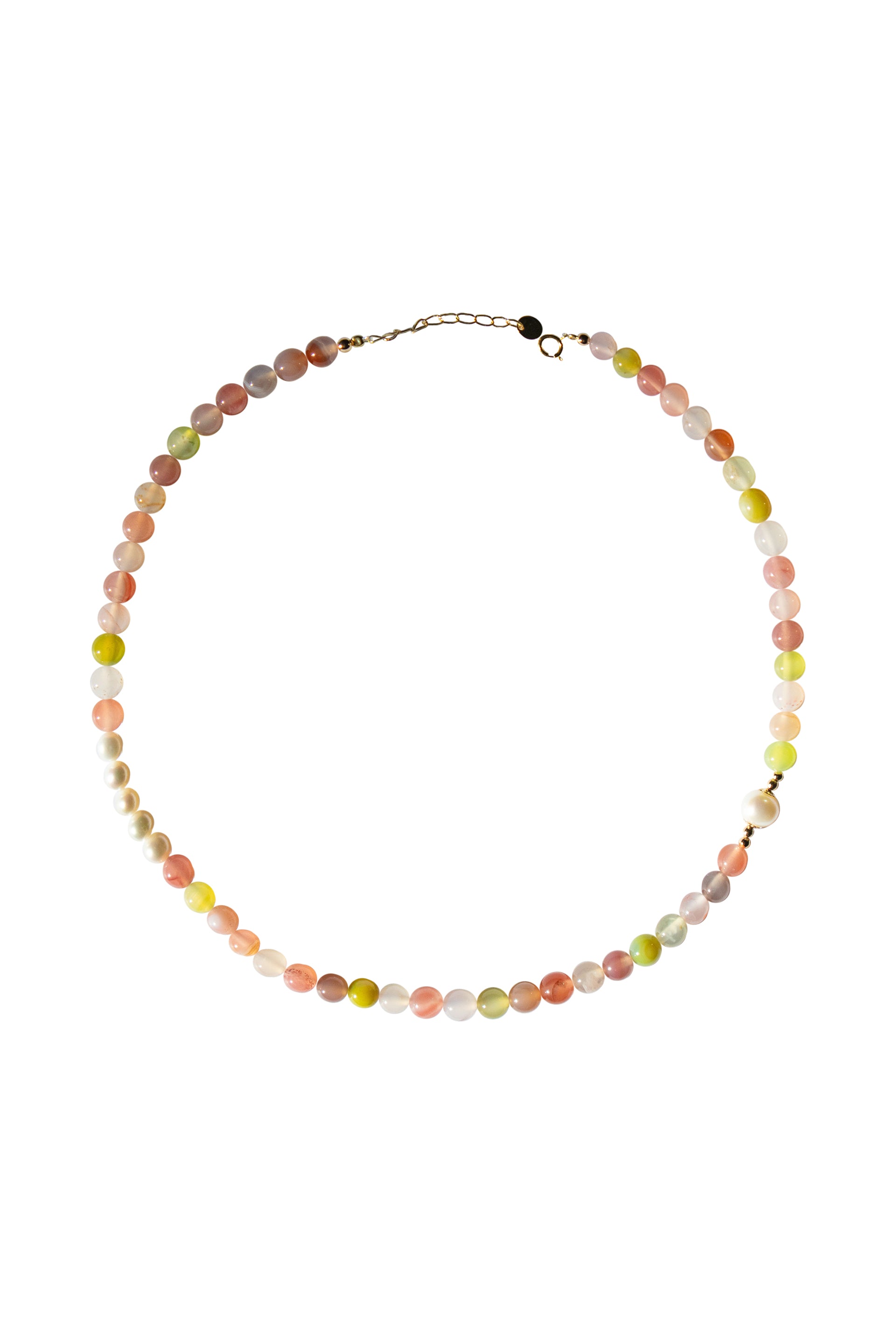 Summer — Beaded gemstone & pearl choker necklace - seree