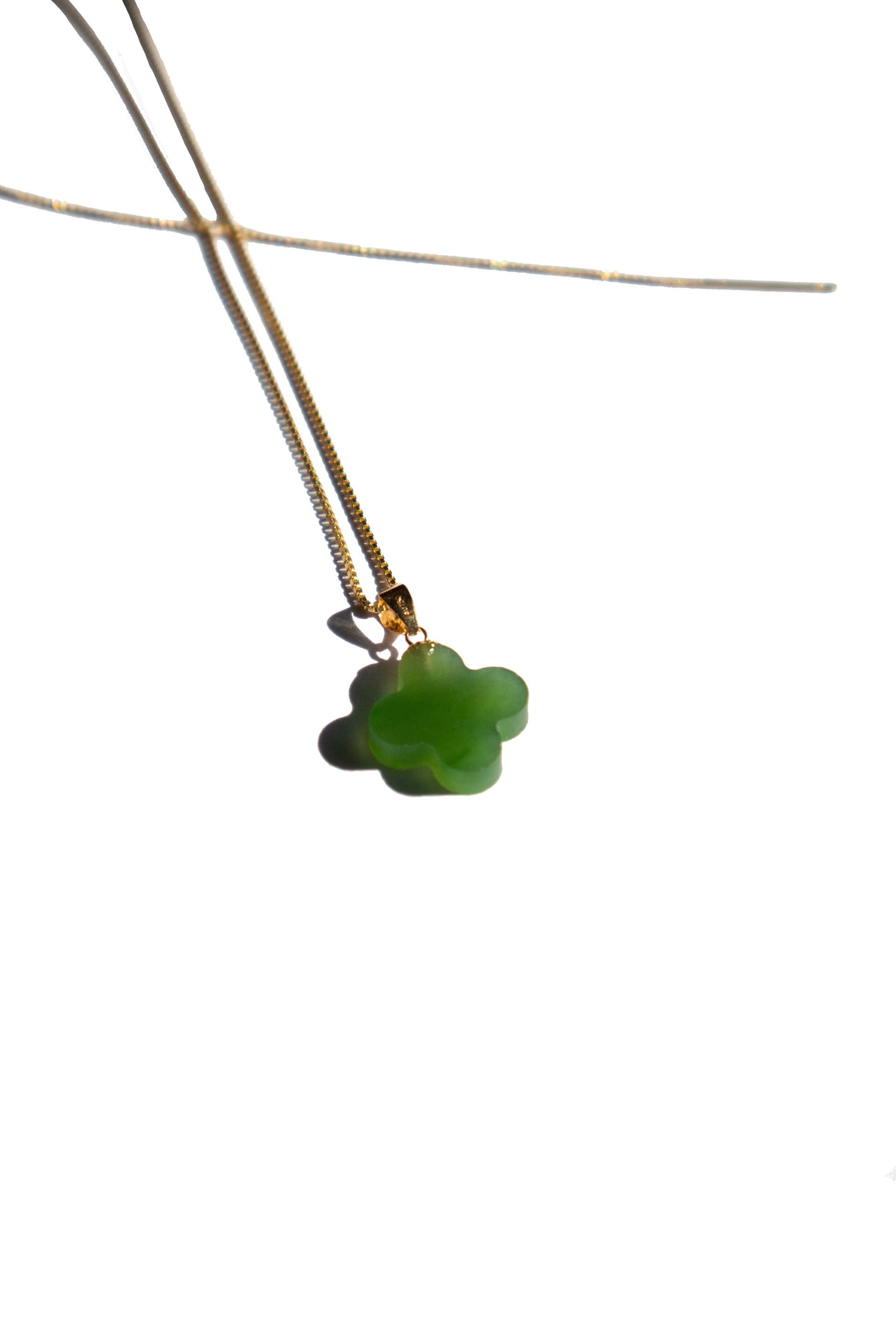 Four Leaf Clover Natural Green Jade Crystal Gold Bracelet
